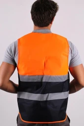 TURUNCU-MAVİ MÜHENDİS TİPİ İKAZ YELEĞİ - 2