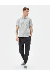 Polo Yaka Tişört Kısa Kollu Düğme Detaylı thumbnail 2