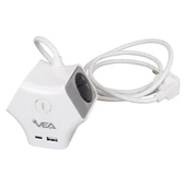 VEA 2 Adet Usb 1 Adet Type-C Girişli 3680 Watt 16 Amper 1.5 Metre Kablolu Anahtarlı Çoklu Priz Golyat Fiş - 7