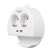 VEA  2'Lİ Telefon Standlı 1 Adet Usb 1 Adet Type-C Girişli 3680 Watt 16 Amper 1.5 Metre Kablolu Anahtarlı Çoklu Priz Golyat Fiş Priz - 4