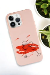 iPhone 15 Pro Max Uyumlu Spilled Wine Desenli Premium Silikonlu Lansman Telefon Kılıfı - 1