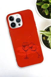 iPhone 15 Pro Max Uyumlu Spilled Wine Desenli Premium Silikonlu Lansman Telefon Kılıfı - 5