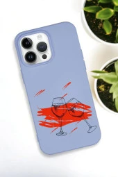 iPhone 15 Pro Max Uyumlu Spilled Wine Desenli Premium Silikonlu Lansman Telefon Kılıfı - 7