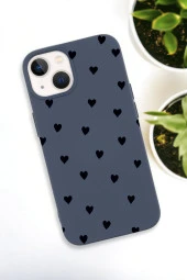 iPhone 15 Uyumlu Siyah Kalpler Desenli Premium Silikonlu Telefon Kılıfı thumbnail 5