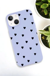 iPhone 15 Uyumlu Siyah Kalpler Desenli Premium Silikonlu Telefon Kılıfı thumbnail 6
