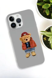 iPhone 15 Pro Uyumlu Teddy Bear Desenli Premium Silikonlu Lansman Telefon Kılıfı thumbnail 4