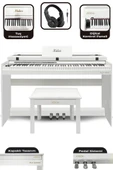 Midex PLX-140 PRO-WH Dijital Piyano Tuş Hassasiyetli Bluetooth 88 Tuşlu Kapaklı (Kulaklık ve Tabure) thumbnail 3