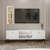 BMdekor TV Ünitesi Cunda Beyaz LED Işıklı 150 cm - 1