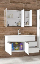 Alfa Banyo ESEN BEYAZ 100 cm Lavabolu banyo dolabı takımı-MDF- - 2