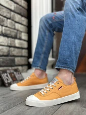 BA0223 BOA Rahat Düz Taban Keten Bağcıklı Sarı Günlük Erkek Ayakkabı thumbnail 2