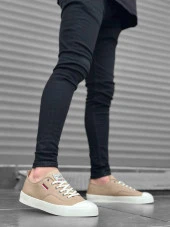 BA0223 BOA Rahat Düz Taban Keten Bağcıklı Krem Günlük Erkek Ayakkabı thumbnail 4