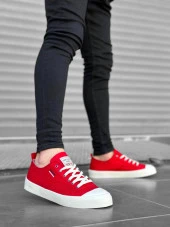 BA0223 BOA Rahat Düz Taban Keten Bağcıklı Kırmızı Günlük Erkek Ayakkabı thumbnail 4