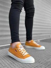 BA0223 BOA Rahat Düz Taban Keten Bağcıklı Sarı Günlük Erkek Ayakkabı thumbnail 3