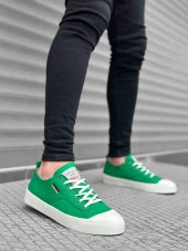 BA0223 BOA Rahat Düz Taban Keten Bağcıklı Yeşil Günlük Erkek Ayakkabı thumbnail 4