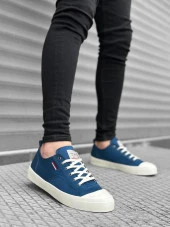 BA0223 BOA Rahat Düz Taban Keten Bağcıklı Mavi Günlük Erkek Ayakkabı thumbnail 5