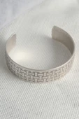 Otantik Gümüş Renk Motif İşleme Detay Plaka Erkek Bileklik - TJ-EB3620 - 2