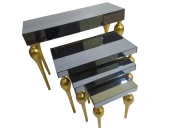 Dresuar-Zigon 18216 Tombul ayak Model Kayın MDF tabla Parlak gold Füme cam kaplam thumbnail 1