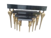 Dresuar-Zigon 18216 Tombul ayak Model Kayın MDF tabla Parlak gold Füme cam kaplam thumbnail 3