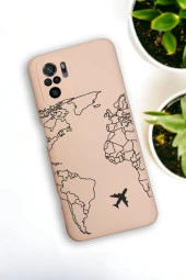 Redmi Note 10s Uyumlu World Map Lines Desenli Premium Silikonlu Lansman Telefon Kılıfı - 1