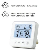 UpWay Dijital LCD Masaüstü Saat Sıcaklık Nem Konfor Alarm Led Işıklı Mini Saat - 2