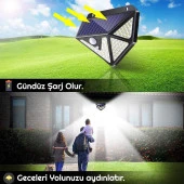 UpWay 3 Adet 166 LED 3 Modlu Solar Güneş Enerjili Hareket Sensörlü Bahçe Garaj Ev Aydınlatma Lambası thumbnail 2