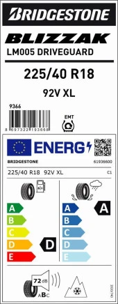 225/40R18 92V XL BLIZZAK LM005   M+S / SFM BRIDGESTONE - 4