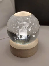 Işıklı Ahşap Kaideli Küçük Prens Cam Küre 6cm - 1