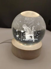 Işıklı Ahşap Kaideli Küçük Prens Cam Küre 6cm - 3