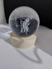 Işıklı Ahşap Kaideli Küçük Prens Cam Küre 6cm - 4