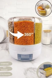 Kuru Gıda Ve Bakliyat Organizeri 6Kg 360° Dönebilen 6 Bölmeli Hava Geçirmez Saklama Kabı - 2