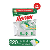 Renax Hepsi Bir Arada Bulaşık Makinesi Tableti 44'lü 5 Adet - 1