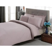 Taç Premium Basic Stripe King Size Saten Nevresim Takımı Lila - 1