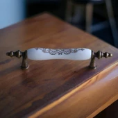 Gerçek Porselen Eskitme Antik Sarı 96 mm Mobilya Mutfak Çekmece Dolap Dolabı Kulpu Kulbu Kulpları thumbnail 4