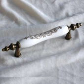 Gerçek Porselen Eskitme Antik Sarı 96 mm Mobilya Mutfak Çekmece Dolap Dolabı Kulpu Kulbu Kulpları thumbnail 6