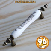 Gerçek Porselen Eskitme Antik Sarı 96 mm Mobilya Mutfak Çekmece Dolap Dolabı Kulpu Kulbu Kulpları thumbnail 1