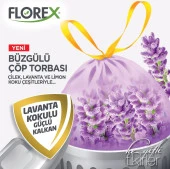 Florex 40 Litre Büzgülü Lavanta Kokulu Çöp Torbası Poşeti 55 x 60 cm 10 Adetlik 2 Rulo - 5