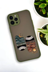 iPhone 12 Pro Uyumlu Sunset Wave Desenli Buzlu Şeffaf Lüx Telefon Kılıfı thumbnail 1