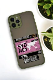 iPhone 12 Pro Uyumlu Sydney Ticket Desenli Buzlu Şeffaf Lüx Telefon Kılıfı - 1