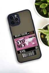 iPhone 12 Pro Uyumlu Sydney Ticket Desenli Buzlu Şeffaf Lüx Telefon Kılıfı - 4