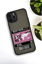 iPhone 12 Pro Uyumlu Sydney Ticket Desenli Buzlu Şeffaf Lüx Telefon Kılıfı - 5
