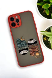 iPhone 12 Pro Uyumlu Sunset Wave Desenli Buzlu Şeffaf Lüx Telefon Kılıfı thumbnail 3