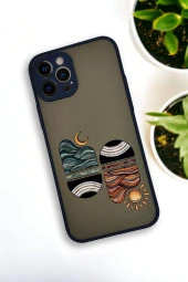 iPhone 12 Pro Uyumlu Sunset Wave Desenli Buzlu Şeffaf Lüx Telefon Kılıfı thumbnail 4