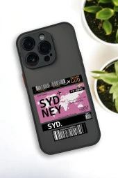 iPhone 14 Pro Uyumlu Sydney Ticket Desenli Buzlu Şeffaf Lüx Telefon Kılıfı - 5