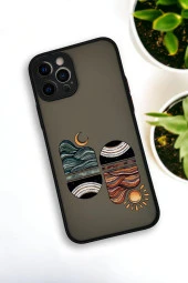 iPhone 12 Pro Uyumlu Sunset Wave Desenli Buzlu Şeffaf Lüx Telefon Kılıfı thumbnail 5