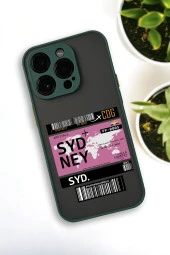 iPhone 14 Pro Uyumlu Sydney Ticket Desenli Buzlu Şeffaf Lüx Telefon Kılıfı - 2