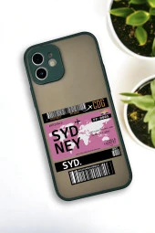 iPhone 12 Uyumlu Sydney Ticket Desenli Buzlu Şeffaf Lüx Telefon Kılıfı thumbnail 2