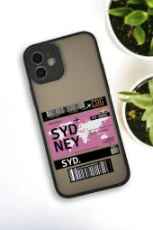 iPhone 12 Uyumlu Sydney Ticket Desenli Buzlu Şeffaf Lüx Telefon Kılıfı thumbnail 5