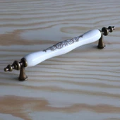 Gerçek Porselen Eskitme Antik Sarı 128 mm Mobilya Mutfak Çekmece Dolap Dolabı Kulpu Kulbu Kulpları thumbnail 4