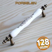 Gerçek Porselen Eskitme Antik Sarı 128 mm Mobilya Mutfak Çekmece Dolap Dolabı Kulpu Kulbu Kulpları thumbnail 1