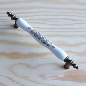 Gerçek Porselen Eskitme Antik Sarı 128 mm Mobilya Mutfak Çekmece Dolap Dolabı Kulpu Kulbu Kulpları thumbnail 5